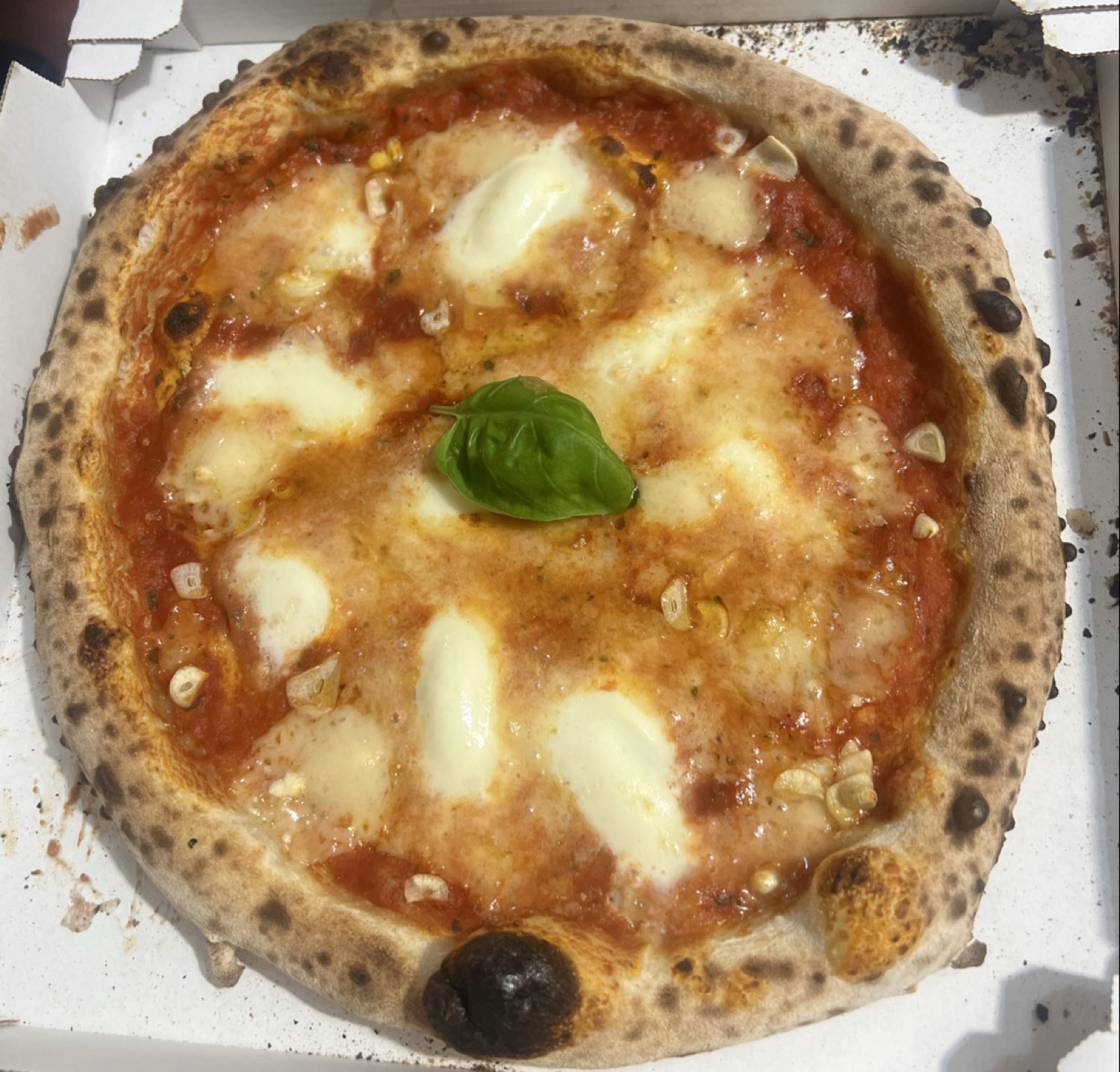 Pizza napoletana con cornicione alto cotta nel forno a legna
